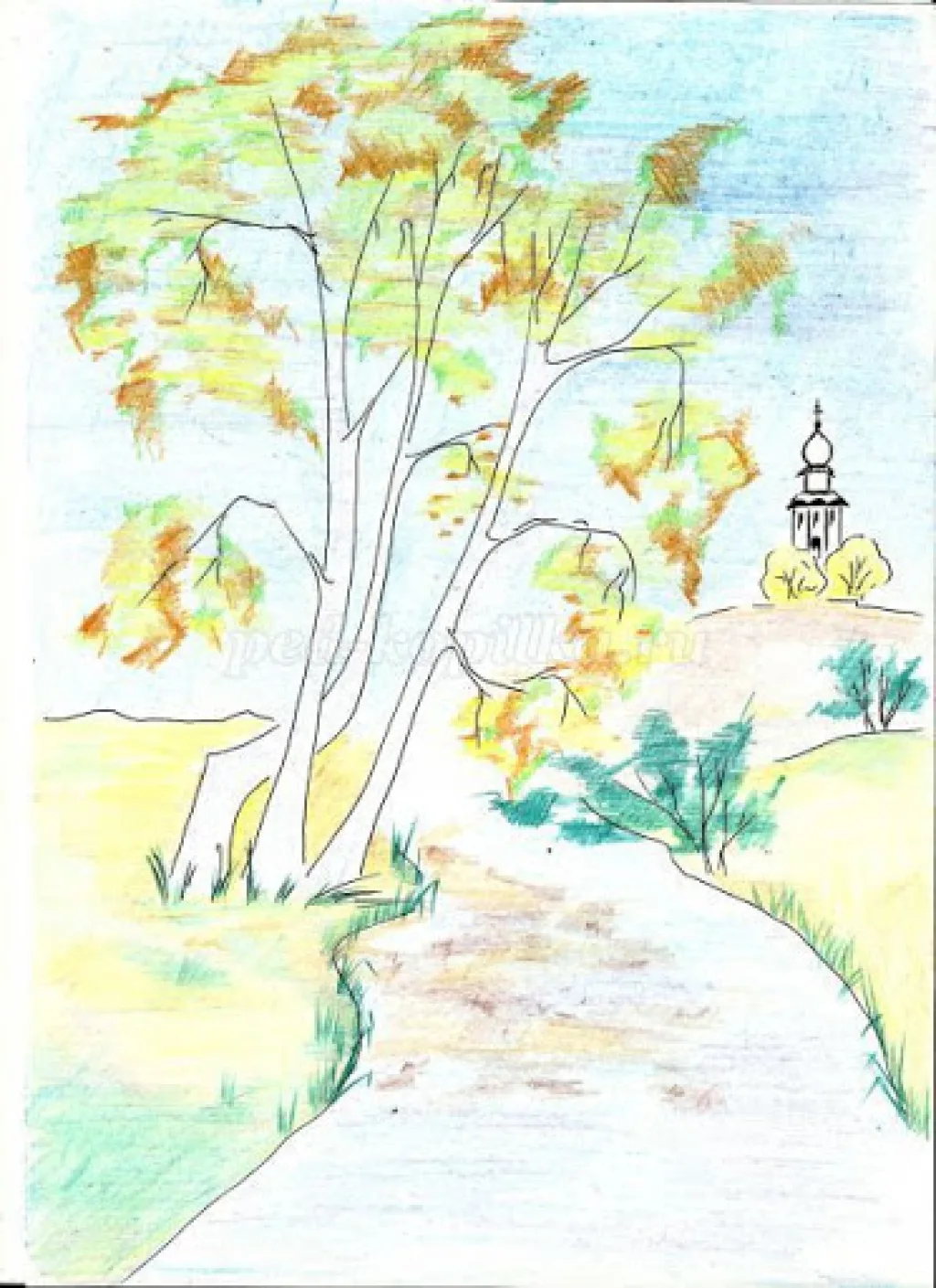 Рисунок Осень карандашом